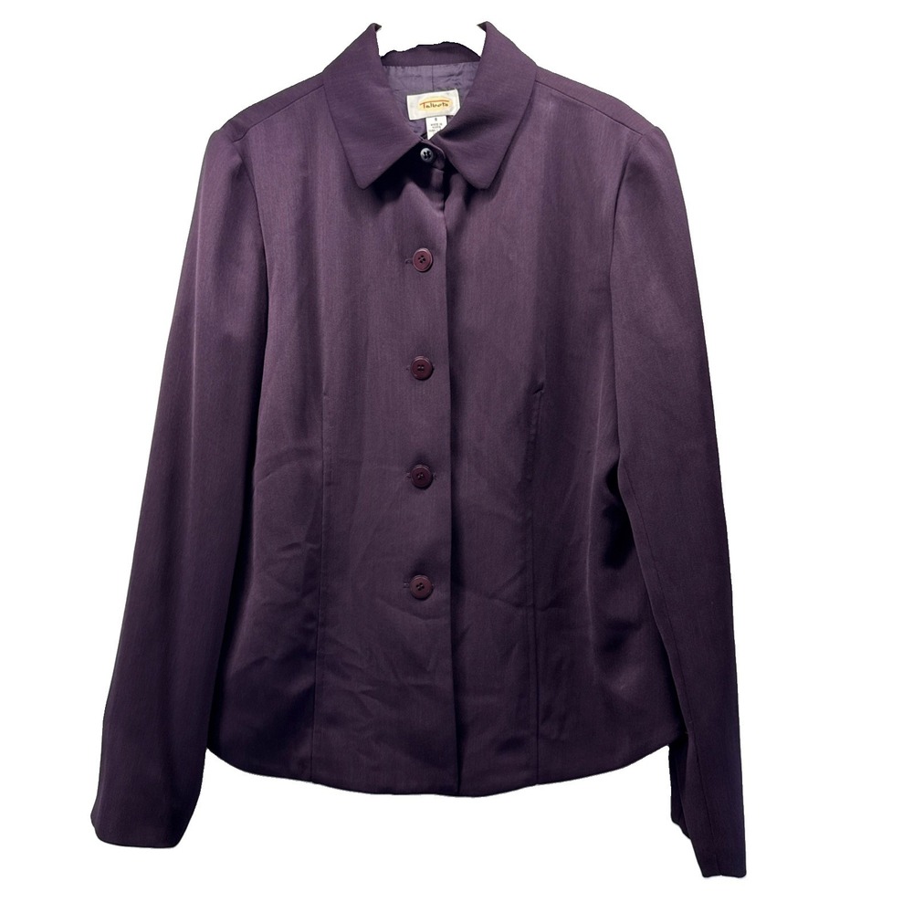 Talbots Women's Jacket Size 8 Solid Purple Long Sleeve Lined Button Up Collared